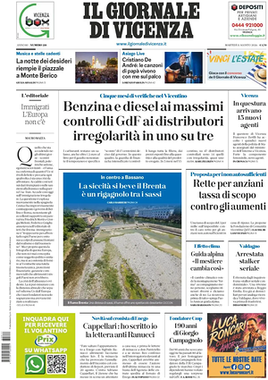 Prima pagina Il Giornale di Vicenza di oggi - Quotidiano regionale