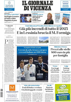 Prima pagina Il Giornale di Vicenza di oggi - Quotidiano regionale