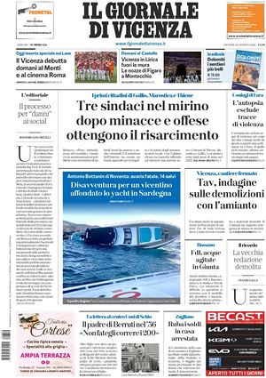 Prima pagina Il Giornale di Vicenza di oggi - Quotidiano regionale