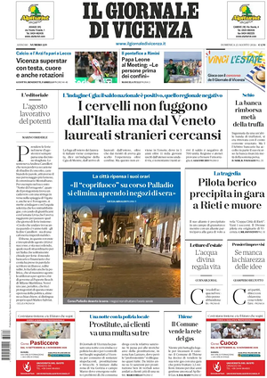 Prima pagina Il Giornale di Vicenza di oggi - Quotidiano regionale