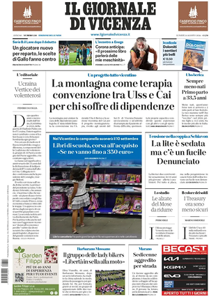 Prima pagina Il Giornale di Vicenza di oggi - Quotidiano regionale