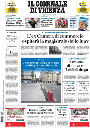 Prima pagina Il Giornale di Vicenza di oggi - Quotidiano regionale