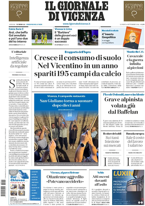 Prima pagina Il Giornale di Vicenza di oggi - Quotidiano regionale