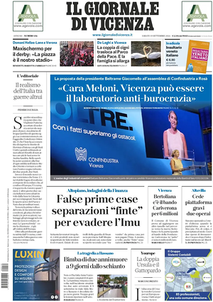 Prima pagina Il Giornale di Vicenza di oggi - Quotidiano regionale