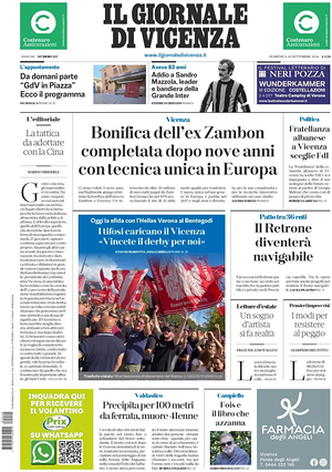 Prima pagina Il Giornale di Vicenza di oggi - Quotidiano regionale