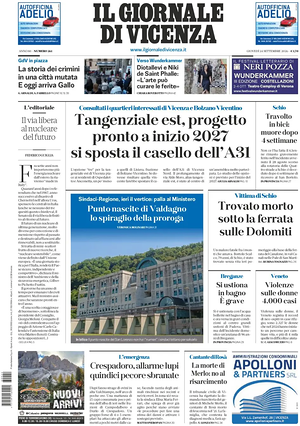Prima pagina Il Giornale di Vicenza di oggi - Quotidiano regionale