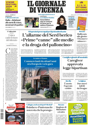 Prima pagina Il Giornale di Vicenza di oggi - Quotidiano regionale