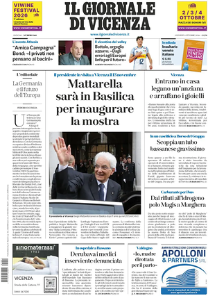 Prima pagina Il Giornale di Vicenza di oggi - Quotidiano regionale