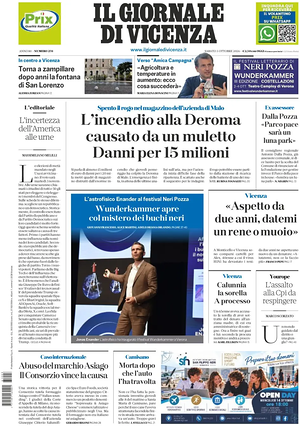 Prima pagina Il Giornale di Vicenza di oggi - Quotidiano regionale