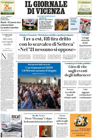 Prima pagina Il Giornale di Vicenza di oggi - Quotidiano regionale