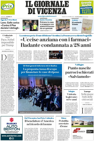 Prima pagina Il Giornale di Vicenza di oggi - Quotidiano regionale