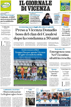 Prima pagina Il Giornale di Vicenza di oggi - Quotidiano regionale