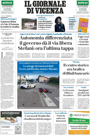 Prima pagina Il Giornale di Vicenza di oggi - Quotidiano regionale