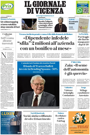 Prima pagina Il Giornale di Vicenza di oggi - Quotidiano regionale