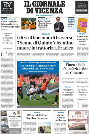 Prima pagina Il Giornale di Vicenza di oggi - Quotidiano regionale