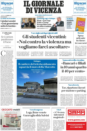 Prima pagina Il Giornale di Vicenza di oggi - Quotidiano regionale