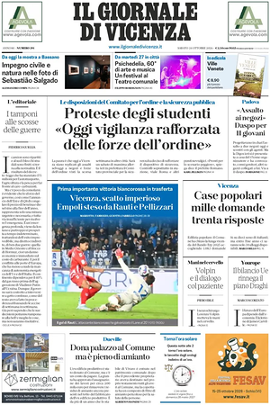 Prima pagina Il Giornale di Vicenza di oggi - Quotidiano regionale