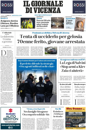 Prima pagina Il Giornale di Vicenza di oggi - Quotidiano regionale