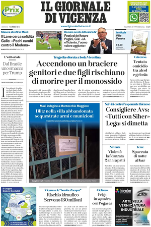 Prima pagina Il Giornale di Vicenza di oggi - Quotidiano regionale