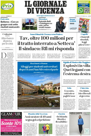 Prima pagina Il Giornale di Vicenza di oggi - Quotidiano regionale