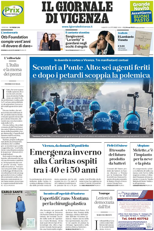 Prima pagina Il Giornale di Vicenza di oggi - Quotidiano regionale