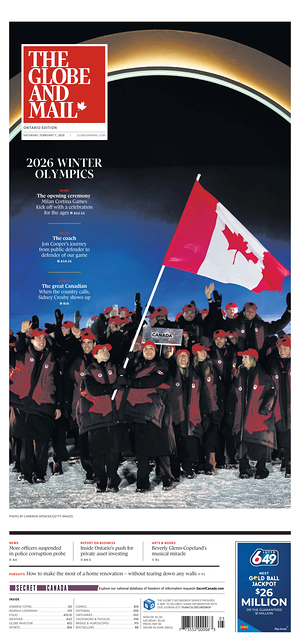 Prima pagina The Globe and Mail di oggi - Quotidiano estero