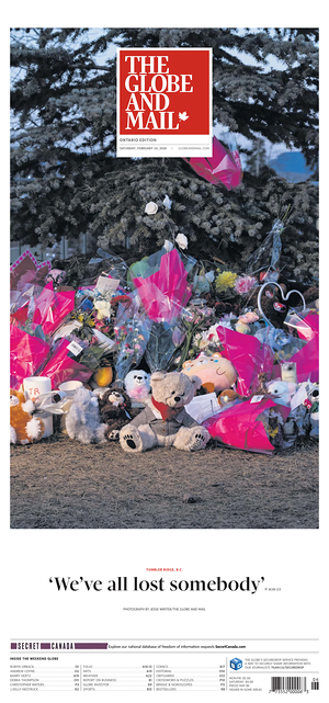 Prima pagina The Globe and Mail di oggi - Quotidiano estero