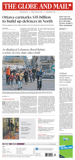 Prima pagina The Globe and Mail di oggi - Quotidiano estero