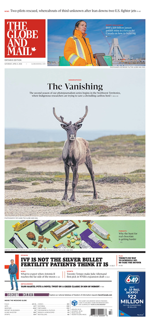 Prima pagina The Globe and Mail di oggi - Quotidiano estero