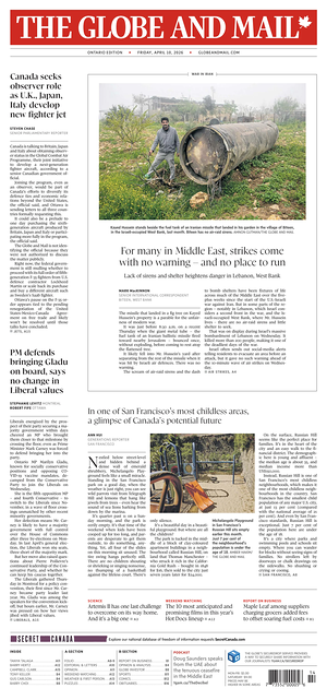 Prima pagina The Globe and Mail di oggi - Quotidiano estero