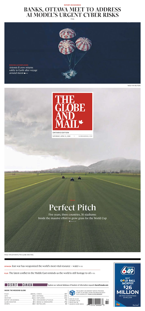 Prima pagina The Globe and Mail di oggi - Quotidiano estero