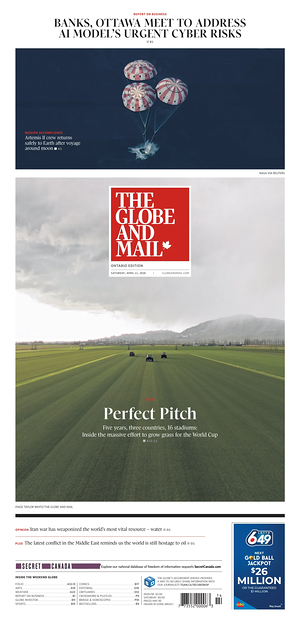 Prima pagina The Globe and Mail di oggi - Quotidiano estero