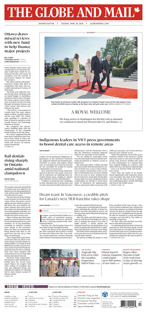 The Globe and Mail prima pagina