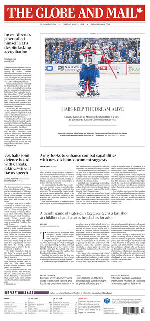 Prima pagina The Globe and Mail di oggi - Quotidiano estero