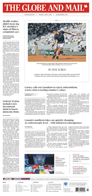 Prima pagina The Globe and Mail di oggi - Quotidiano estero