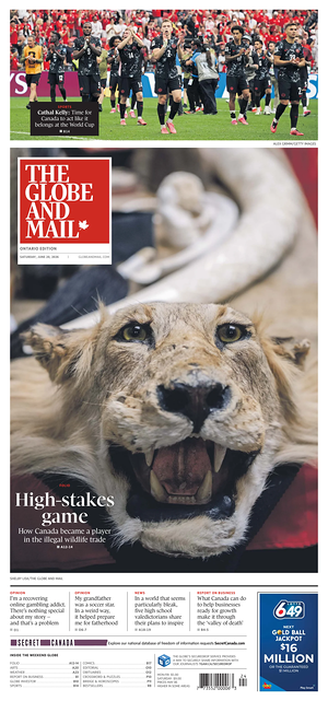 Prima pagina The Globe and Mail di oggi - Quotidiano estero