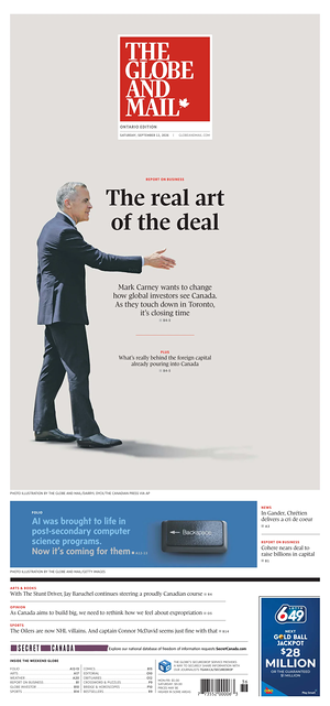 Prima pagina The Globe and Mail di oggi - Quotidiano estero