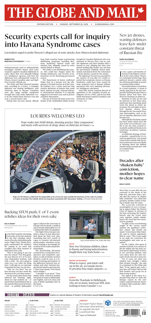 Prima pagina The Globe and Mail di oggi - Quotidiano estero