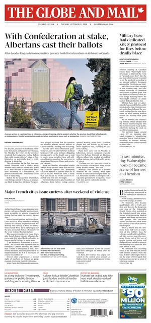 Prima pagina The Globe and Mail di oggi - Quotidiano estero