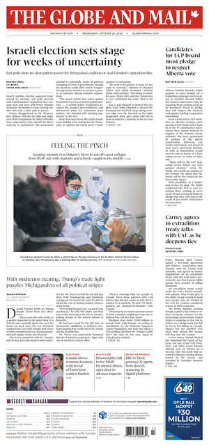 Prima pagina The Globe and Mail di oggi - Quotidiano estero