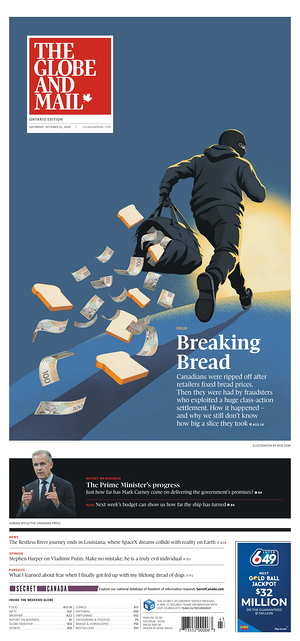 Prima pagina The Globe and Mail di oggi - Quotidiano estero