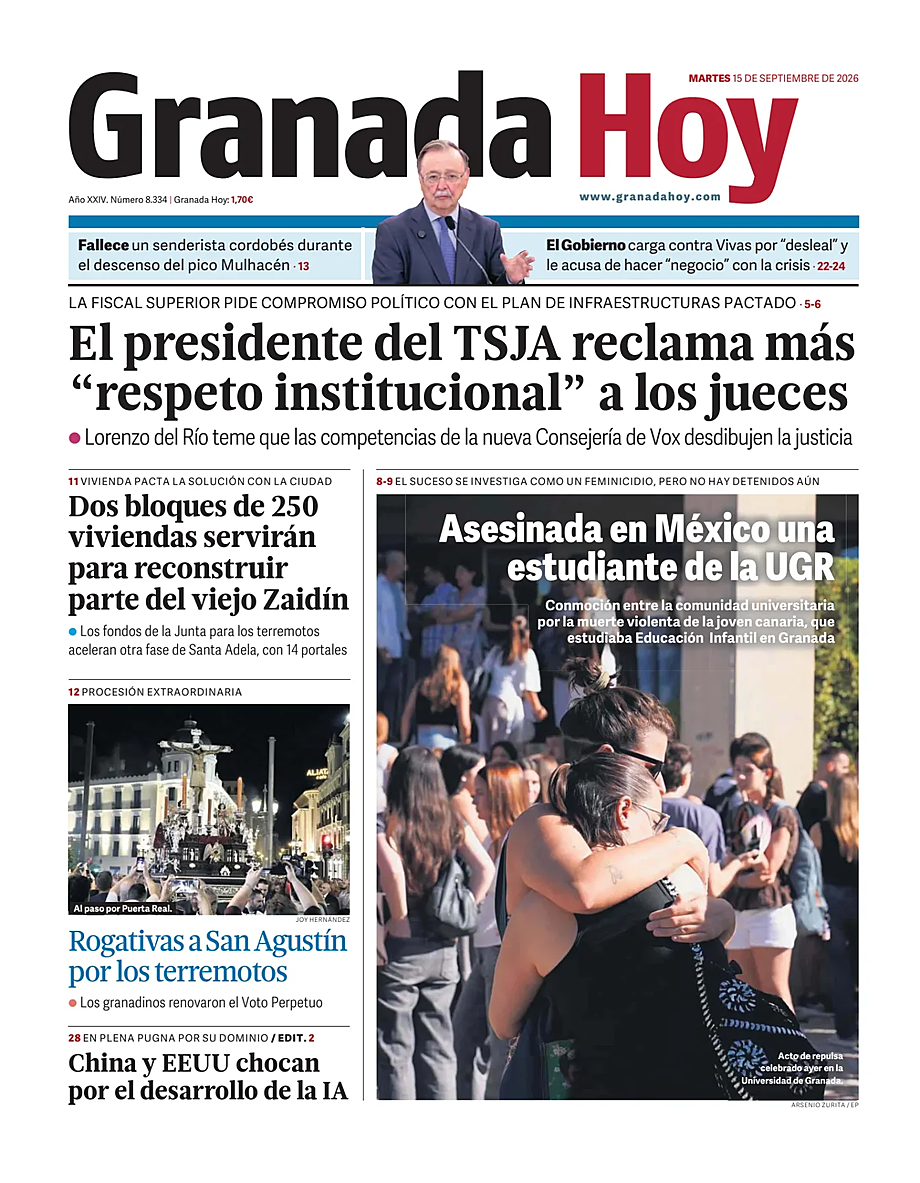 Portada Granada Hoy de hoy - Quiosco 15 septiembre 2026