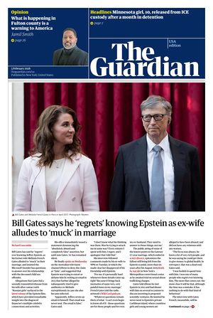 Prima pagina The Guardian (USA) di oggi - Quotidiano estero