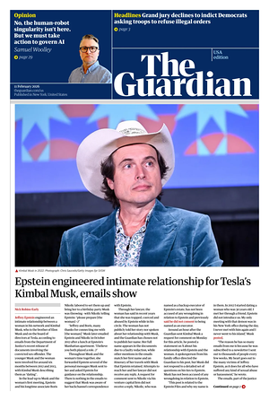 Prima pagina The Guardian (USA) di oggi - Quotidiano estero