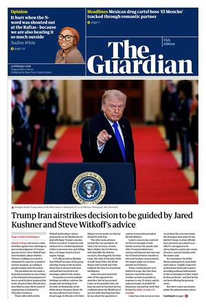 Prima pagina The Guardian (USA) di oggi - Quotidiano estero