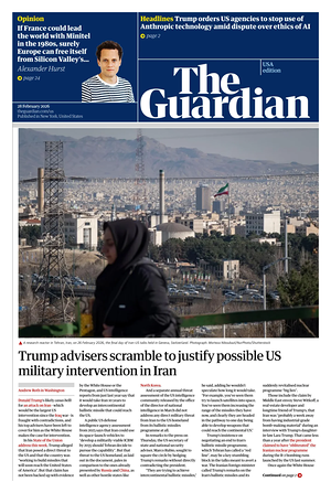Prima pagina The Guardian (USA) di oggi - Quotidiano estero