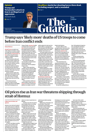 Prima pagina The Guardian (USA) di oggi - Quotidiano estero