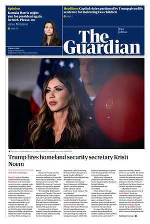 Prima pagina The Guardian (USA) di oggi - Quotidiano estero
