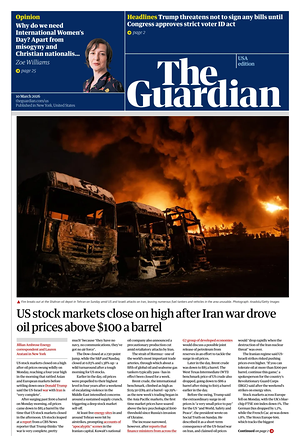 Prima pagina The Guardian (USA) di oggi - Quotidiano estero