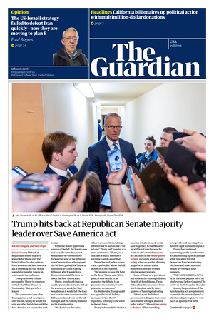 Prima pagina The Guardian (USA) di oggi - Quotidiano estero